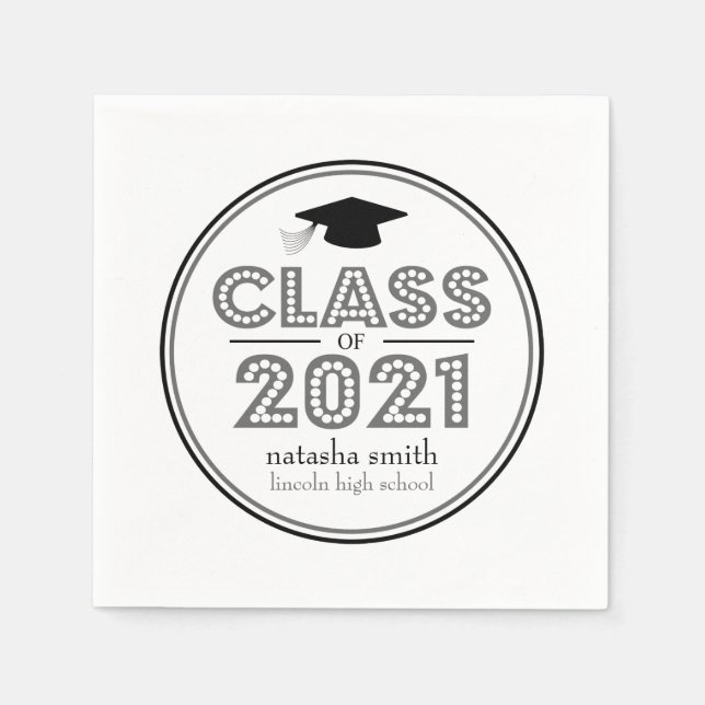Serviette En Papier Classe De 2021 Paquets De Graduation (Gris Sombre) (Devant)