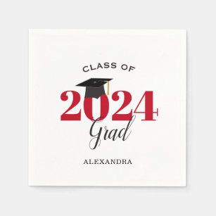 Serviette En Papier Classe de 2023 Diplômé Rouge moderne