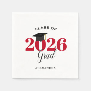 Serviette En Papier Classe de 2023 Diplômé Rouge moderne