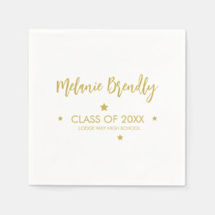 Serviette En Papier Classe De 2023   Étoiles Gold Party Graduation