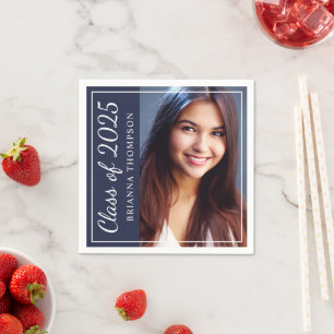 Serviette En Papier Classe de 2024 Bleu de minuit - Photo du parti de