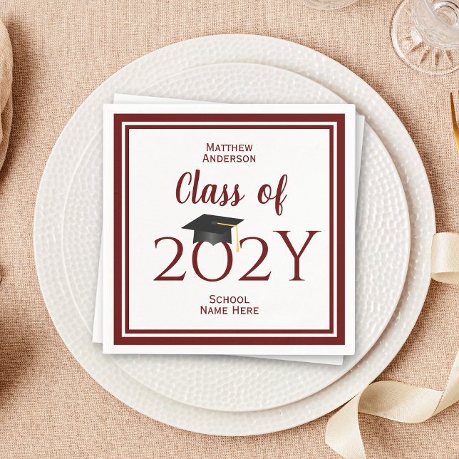 Serviette En Papier Classe de 2024 Burgundy Graduate Graduate Party (Créateur téléchargé)