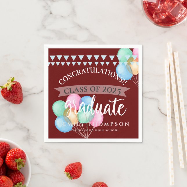 Serviette En Papier Classe de 2025 Celebration Balloon Graduation Part (En situation)