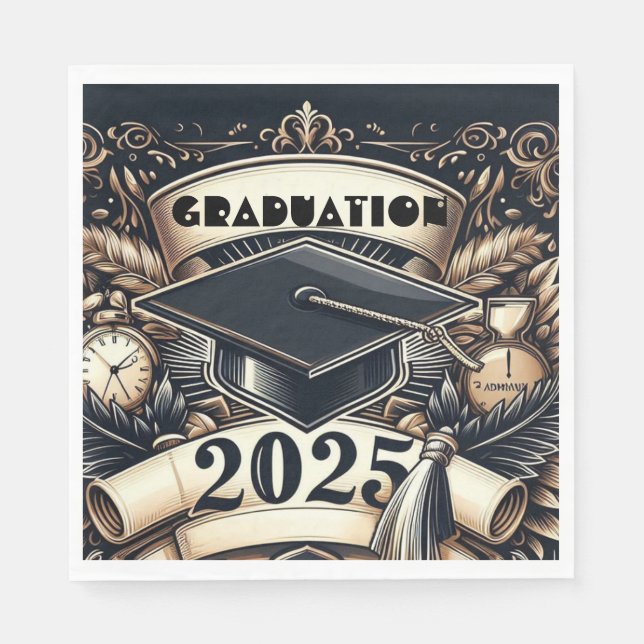 Serviette En Papier Classe de 2025 - Célébration des diplômes (Devant)