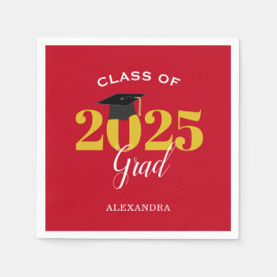 Serviette En Papier Classe de 2025 Grad Simple Rouge et Or