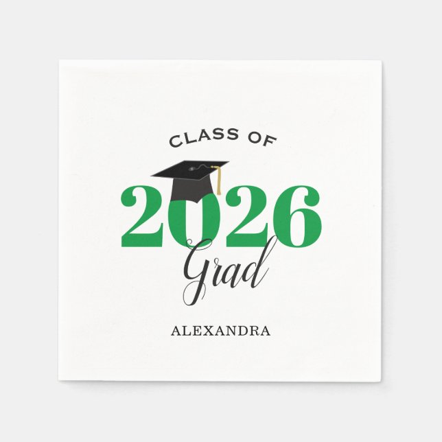 Serviette En Papier Classe de 2025 Graduate Modern Green (Devant)