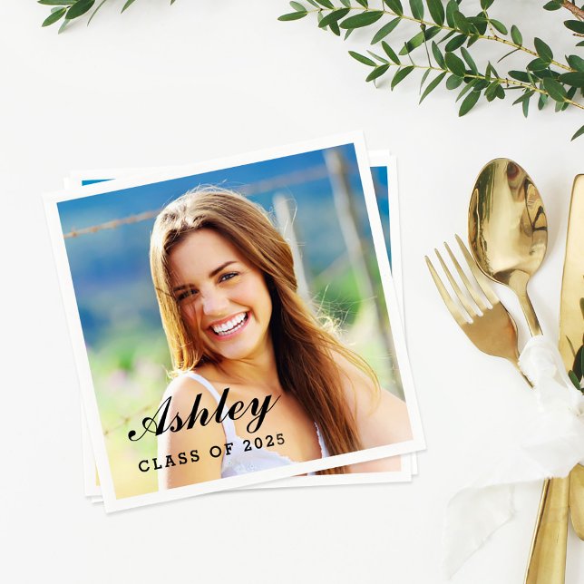 Serviette En Papier Classe de 2025 Graduate Photo personnalisée (Créateur téléchargé)