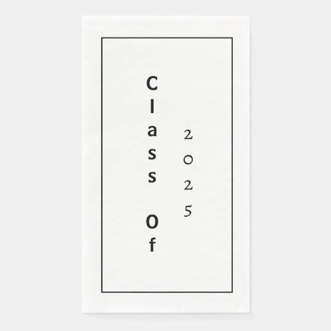Serviette En Papier Classe De 2025 Graduation Party Noir Blanc Simple (Devant)