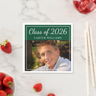 Serviette En Papier Classe de 2025 Green Graduation Party Photo