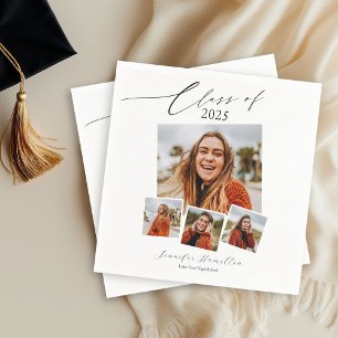 Serviette En Papier Classe De 2025 Minimaliste Photo Grad Party