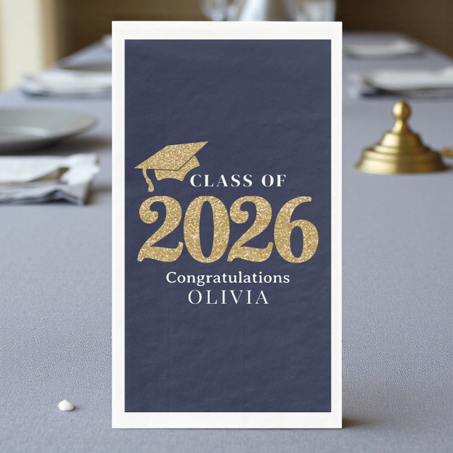 Serviette En Papier Classe de 2026 Bleu Marine (Créateur téléchargé)