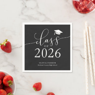 Serviette En Papier Classe de Black Graduation Party 2025