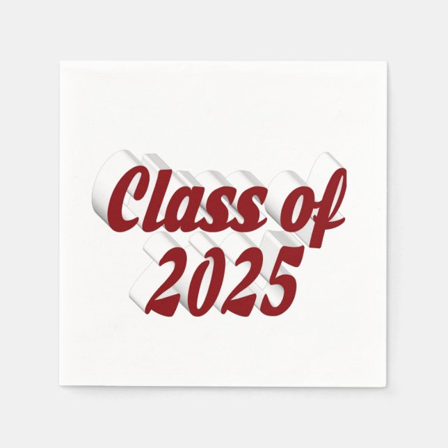 Serviette En Papier Classe de burgundy 2025 graduation texte (Devant)