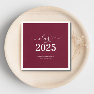 Serviette En Papier Classe de Burgundy Graduation Party 2025