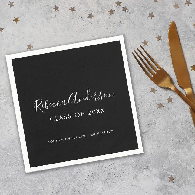Serviette En Papier Classe de calligraphie de 2025 Black Graduation Pa (Créateur téléchargé)