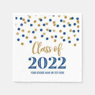 Serviette En Papier Classe de Confetti en or bleu foncé de 2022