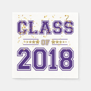 Serviette En Papier Classe de Grad Party Purple et Gold 2018