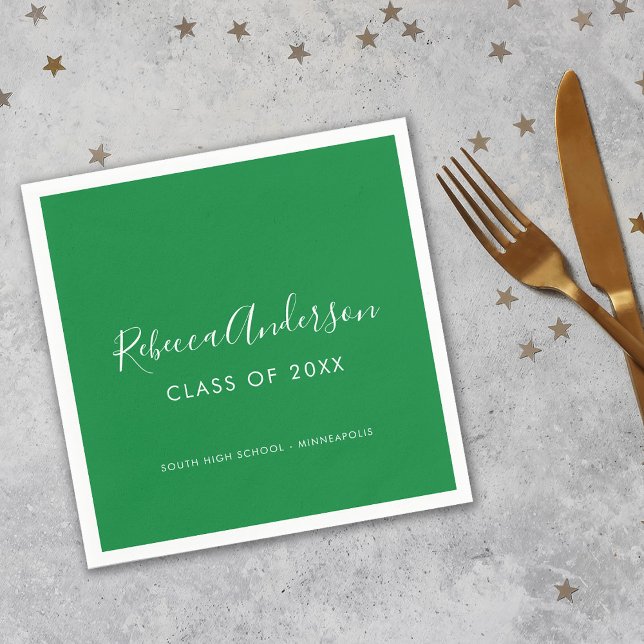 Serviette En Papier Classe de Graduation de 2022 Calligraphie verte (Créateur téléchargé)