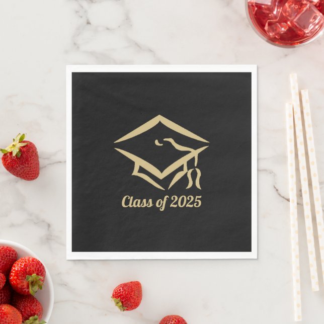 Serviette En Papier Classe de graduation de 2025 BLKVMG Personnaliser  (En situation)