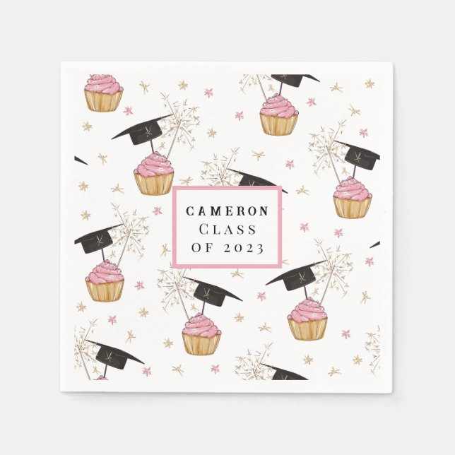 Serviette En Papier Classe de graduation personnalisée de Cupcake (Devant)