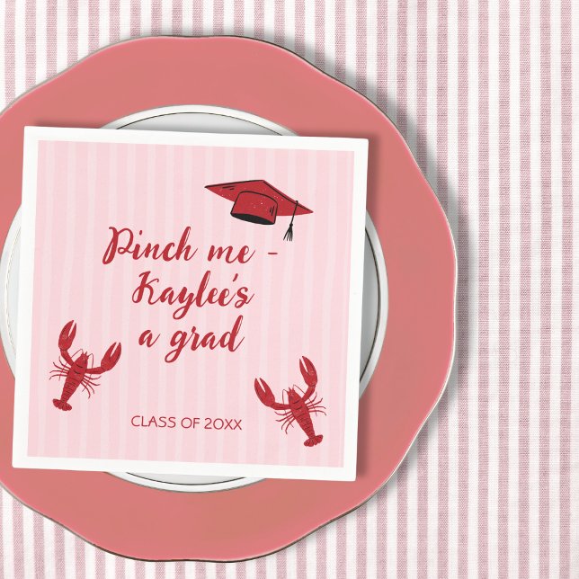 Serviette En Papier Classe De Poisson-Câble De 2025 Pink Graduation Pa (Crawfish Class Of 2025 Pink Graduation Party Napkins)