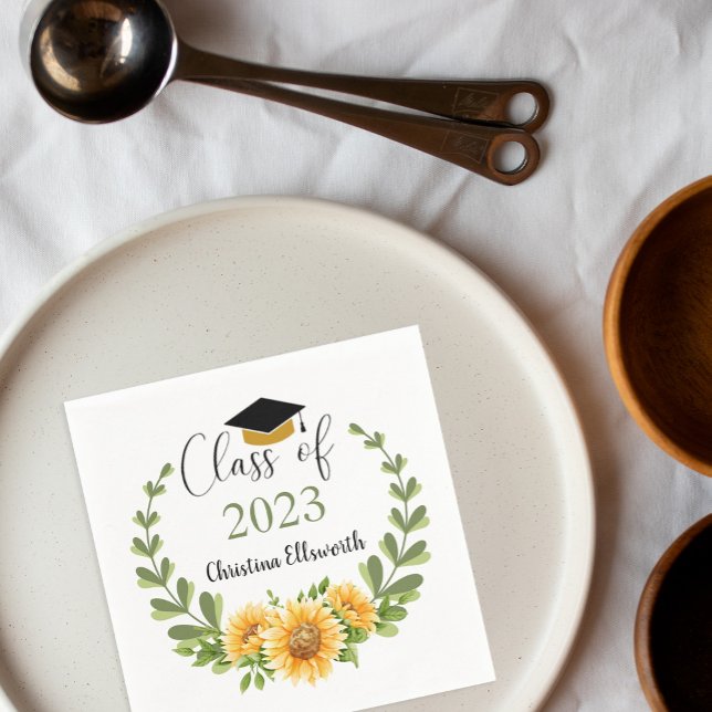 Serviette En Papier Classe de Sunflower Wreath Grad Party 2023 (Créateur téléchargé)