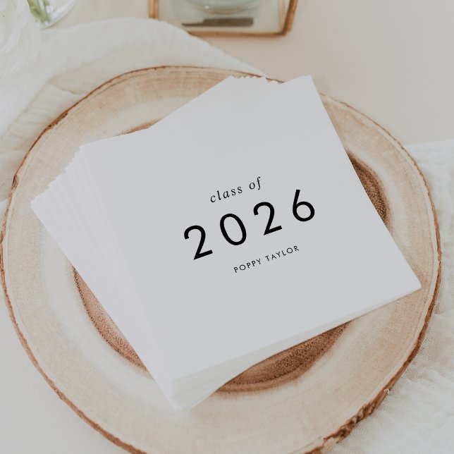 Serviette En Papier Classe de typographie chic de 2025 Graduation (Chic Typography Class of 2026 Graduation Napkins)