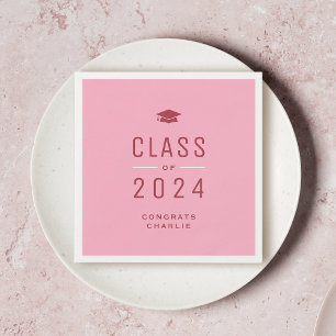 Serviette En Papier Classe de Typographie moderne rose de 2024