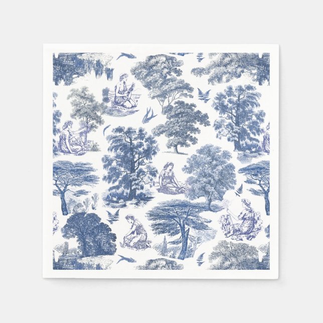 Serviette En Papier Classé élégant Rustic Blue Country Toile (Devant)