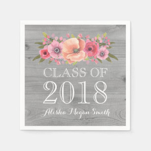 Serviette En Papier Classe en bois rustique florale rose de