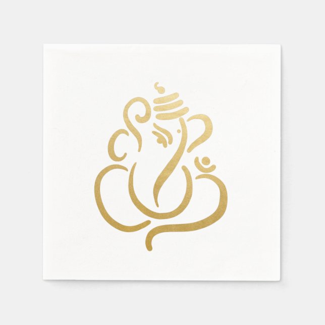 Serviette En Papier Classé Faux Gold Foil Ganesha Indian Modern Ethnic (Devant)
