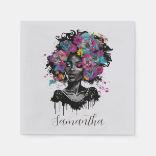 Serviette En Papier Classe Florale Afro Femme