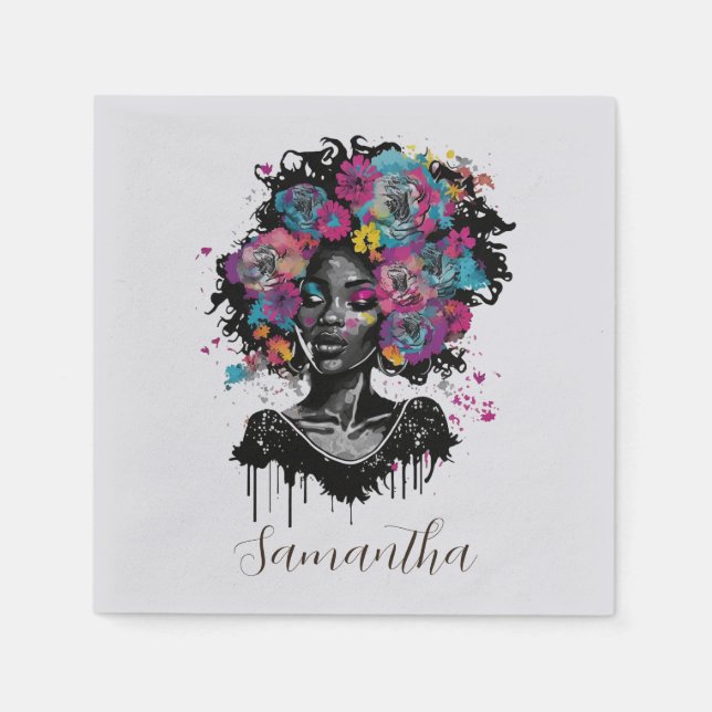 Serviette En Papier Classe Florale Afro Femme (Devant)