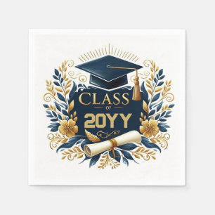 Serviette En Papier Classe florale avec chapeau et diplôme de fin d'ét