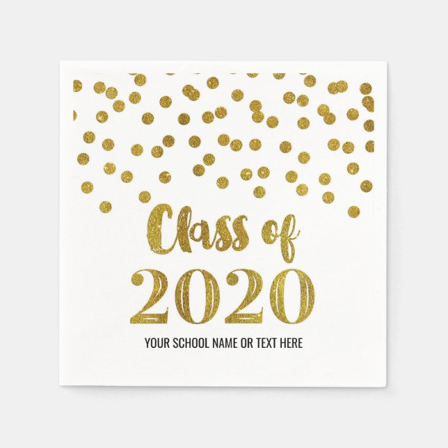 Serviette En Papier Classe Gold Confetti de 2020 Graduation (Devant)