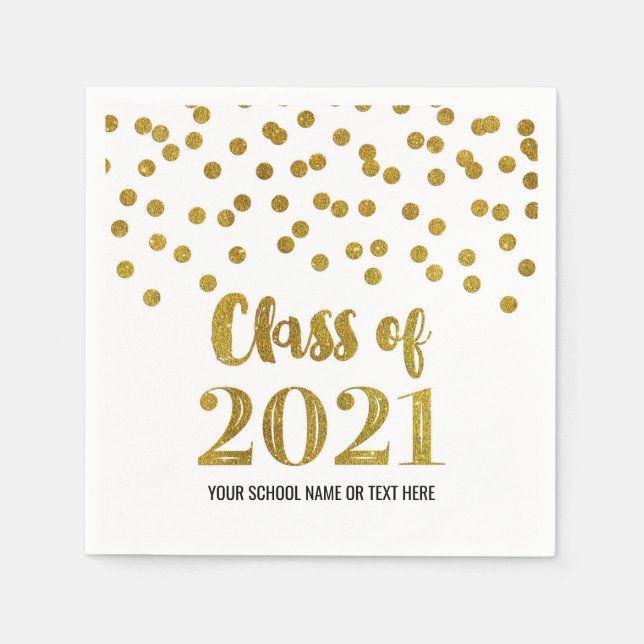 Serviette En Papier Classe Gold Confetti de 2021 Graduation (Devant)