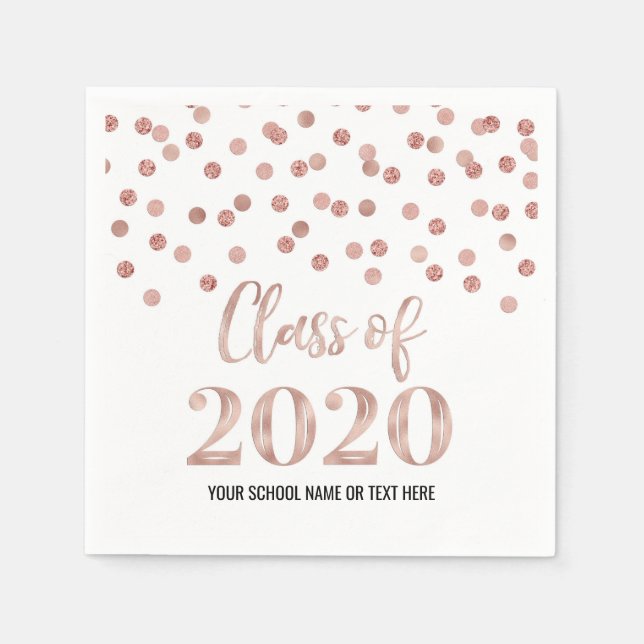 Serviette En Papier Classe Gold Confetti rose de 2020 Graduation (Devant)