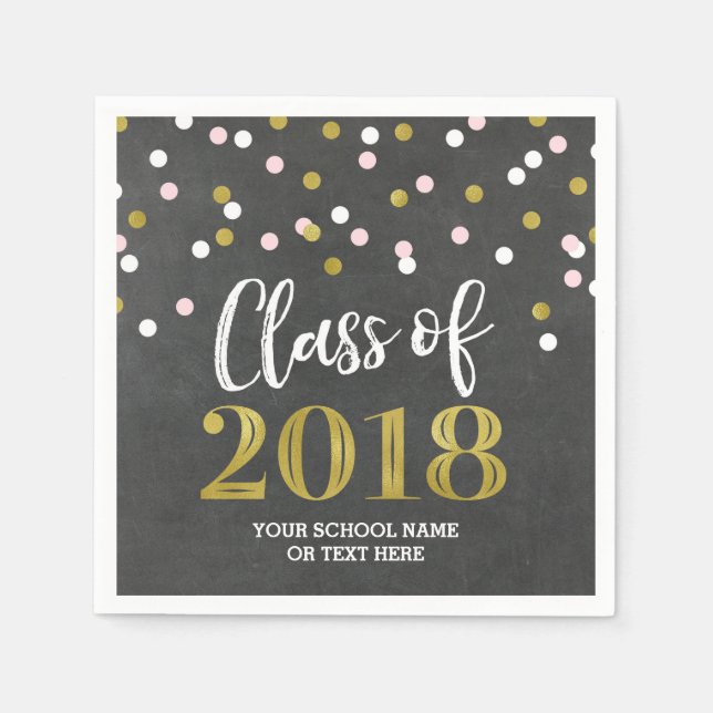 Serviette En Papier Classe Gold Silver Confetti de 2018 Graduation (Devant)
