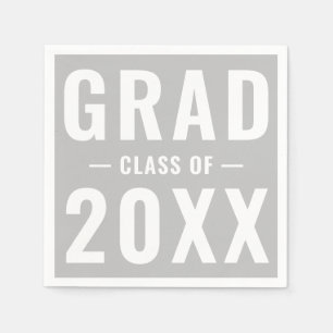 Serviette En Papier Classe Grad de 2023 gris clair typographie moderne