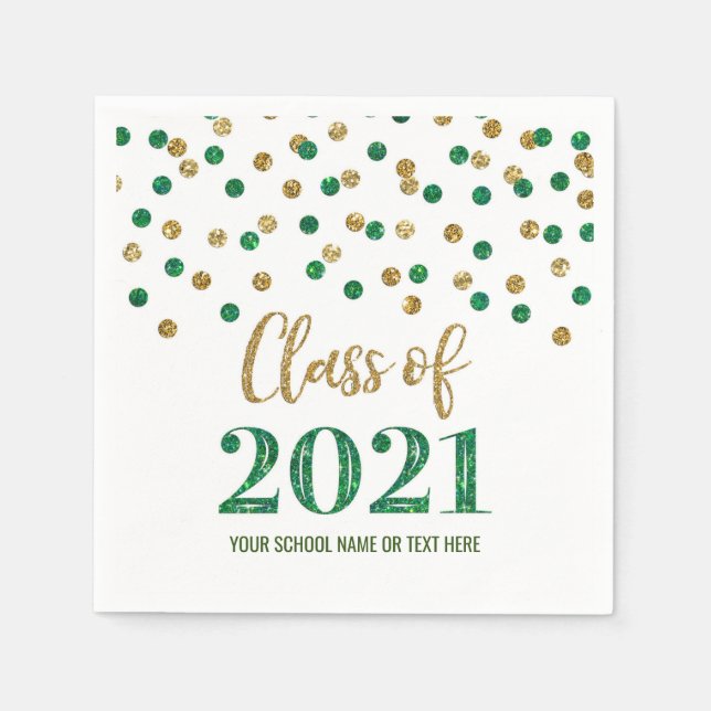 Serviette En Papier Classe Green Gold Confetti de 2021 Graduation (Devant)
