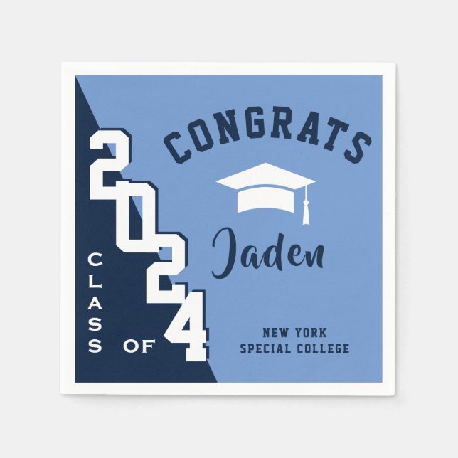 Serviette En Papier Classe moderne de 2023 Navy Blue Graduation Party (Devant)