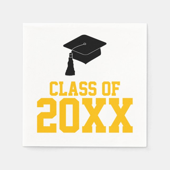 Serviette En Papier Classe noire et or de 2024 Graduation Party (Devant)