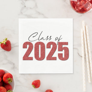 Serviette En Papier Classe Parties scintillant rouge de 2025