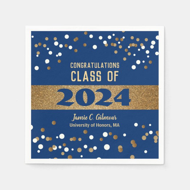 Serviette En Papier Classe personnalisée de 2022 blue Graduation Party (Devant)