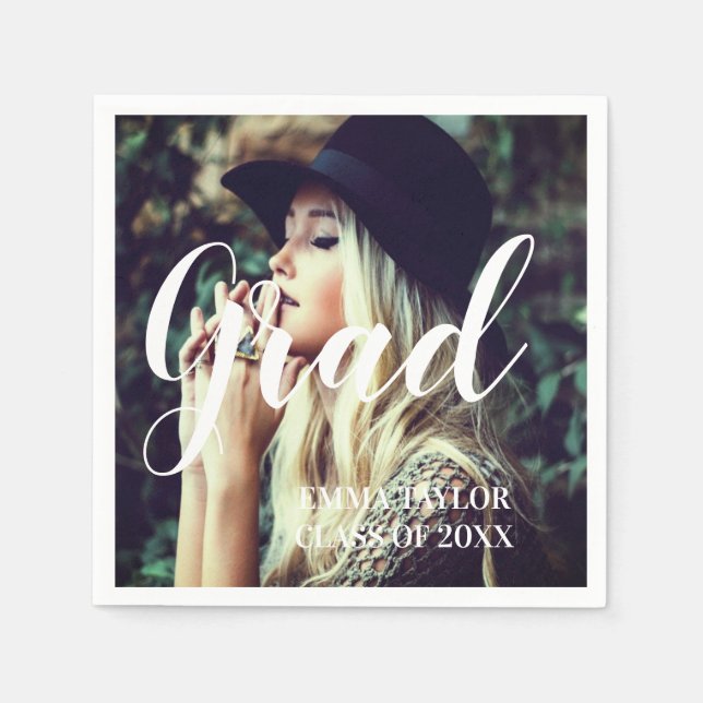 Serviette En Papier Classe personnalisée de 2023 Typographie de la gra (Devant)