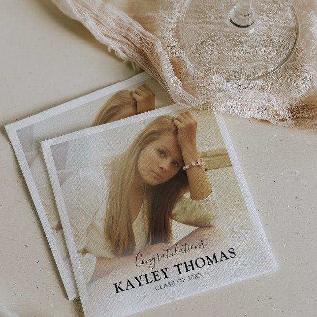 Serviette En Papier Classe photo personnalisée de diplômé de 2025 (Créateur téléchargé)