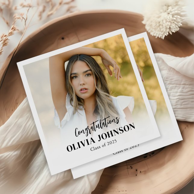 Serviette En Papier Classe photo personnalisée de diplômé de 2025 (Créateur téléchargé)