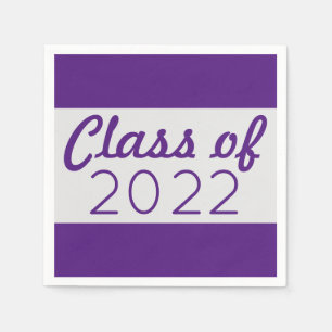 Serviette En Papier Classe Purple & Silver Année Graduation