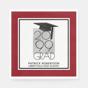 Serviette En Papier Classe rouge moderne Année Typographie Graduation