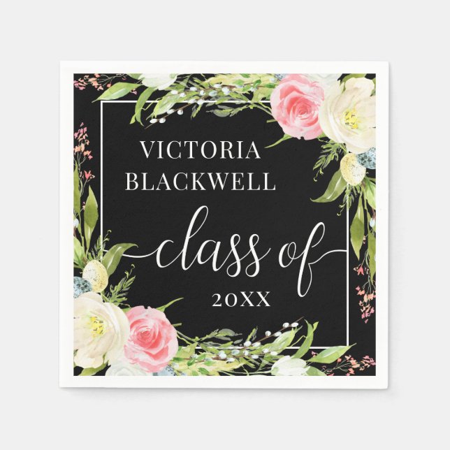 Serviette En Papier Classe tendance de 2022 Floral Graduation (Devant)
